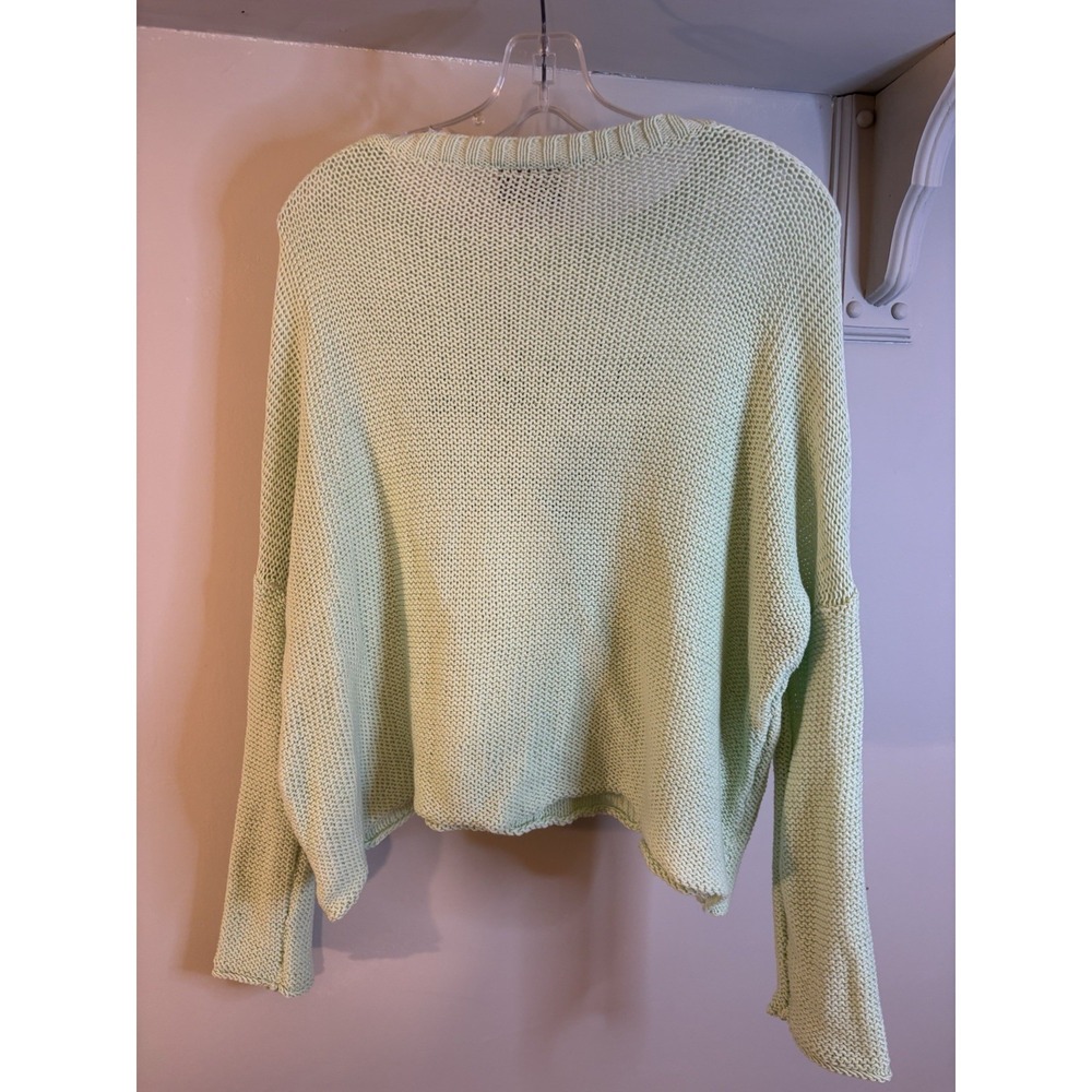 WOODEN SHIPS Green Pickle Ball Sweater M L Cotton Acrylic‎ Boxy - Picture 6 of 6